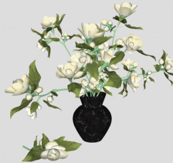 白玫瑰花花瓶SU模型下载_sketchup草图大师SKP模型