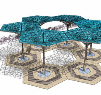 现代张拉膜sketchup模型下载_sketchup草图大师SKP模型