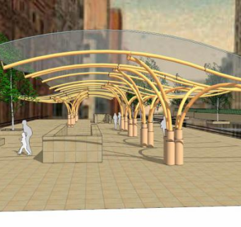 小区张拉膜SU模型下载_sketchup草图大师SKP模型