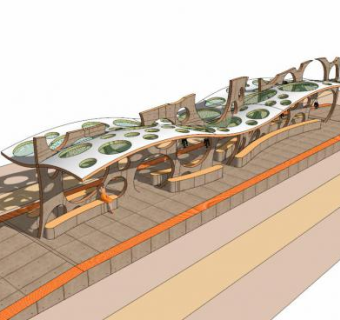 休闲张拉膜结构SU模型下载_sketchup草图大师SKP模型