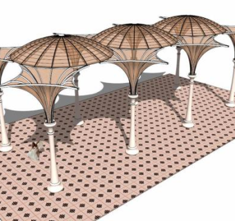 休闲遮阳棚张拉膜SU模型下载_sketchup草图大师SKP模型