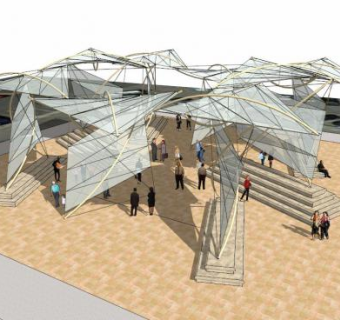 艺术张拉膜结构SU模型下载_sketchup草图大师SKP模型