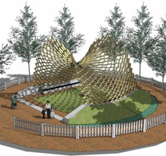 游园张拉膜结构SU模型下载_sketchup草图大师SKP模型