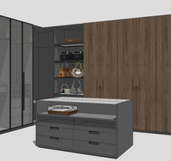 组合衣柜L型衣柜家具SU模型下载_sketchup草图大师SKP模型