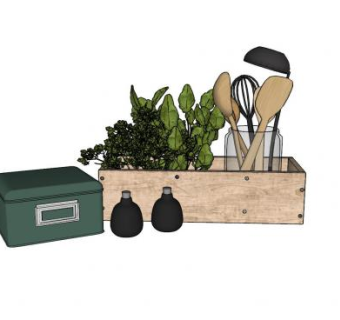 药盒勺子装饰陈设品SU模型下载_sketchup草图大师SKP模型