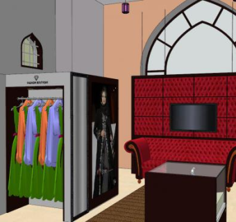 时装店服装店SU模型下载_sketchup草图大师SKP模型