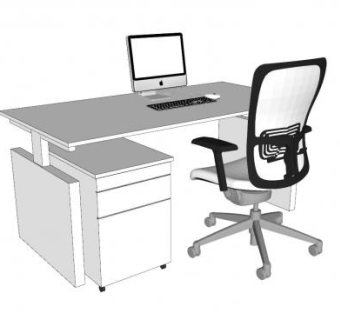 简易电脑桌办公桌SU模型下载_sketchup草图大师SKP模型