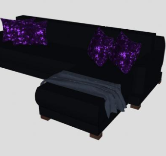 黑色L型沙发家具SU模型下载_sketchup草图大师SKP模型