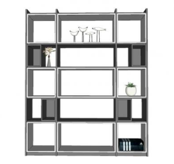 书架书柜工艺品SU模型下载_sketchup草图大师SKP模型