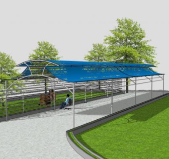 张拉膜遮阳棚sketchup模型下载_sketchup草图大师SKP模型