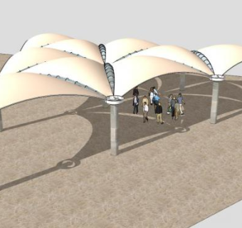 遮阳张拉膜SU模型下载_sketchup草图大师SKP模型