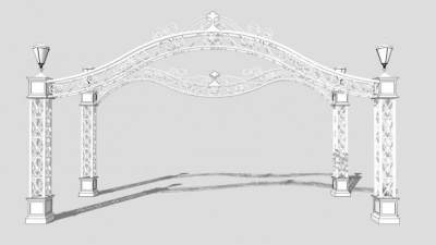 白色旅游景区大门景观公园游乐场入口SU模型下载_sketchup草图大师SKP模型