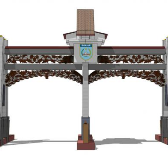 风情旅游景区大门入口SU模型下载_sketchup草图大师SKP模型
