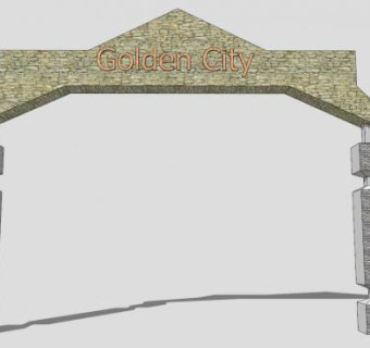 酒店旅游景区大门入口SU模型下载_sketchup草图大师SKP模型