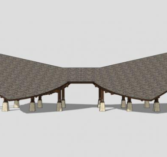 旅游景区大门景观入口SU模型下载_sketchup草图大师SKP模型