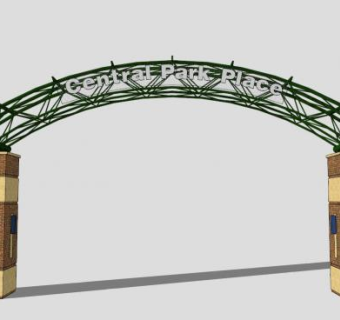 旅游景区大门游乐场入口SU模型下载_sketchup草图大师SKP模型