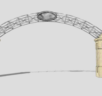 现代乐园旅游景区大门入口SU模型下载_sketchup草图大师SKP模型