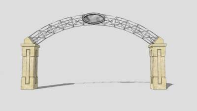 现代乐园旅游景区大门入口SU模型下载_sketchup草图大师SKP模型