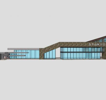 现代旅游景区大门景观入口SU模型下载_sketchup草图大师SKP模型