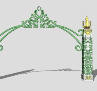 游乐园旅游景区大门入口SU模型下载_sketchup草图大师SKP模型