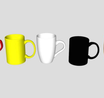 彩色杯子SU模型下载_sketchup草图大师SKP模型