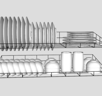 不锈钢碗碟架SU模型下载_sketchup草图大师SKP模型