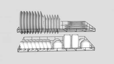 不锈钢碗碟架SU模型下载_sketchup草图大师SKP模型