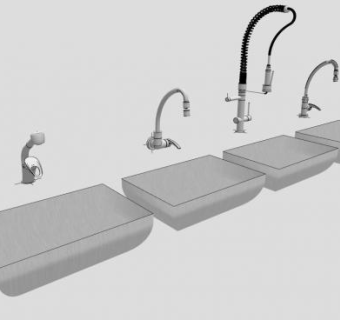 厨房水龙头洗碗盆SU模型下载_sketchup草图大师SKP模型