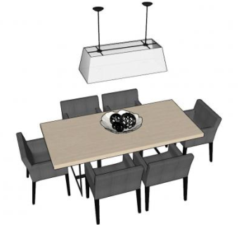 红星美凯龙餐桌椅SU模型下载_sketchup草图大师SKP模型