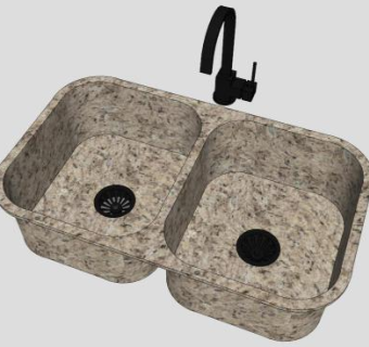 大理石洗碗槽双槽下载_sketchup草图大师SKP模型