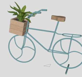 自行车单车植物花架SU模型下载_sketchup草图大师SKP模型