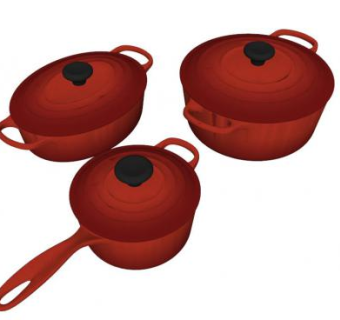 红色锅具SU模型下载_sketchup草图大师SKP模型