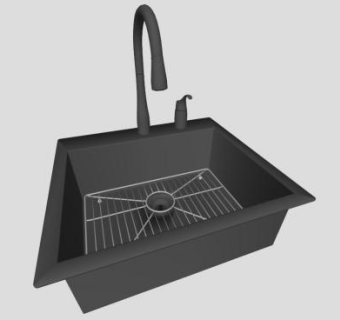 灰色洗碗盆SU模型下载_sketchup草图大师SKP模型