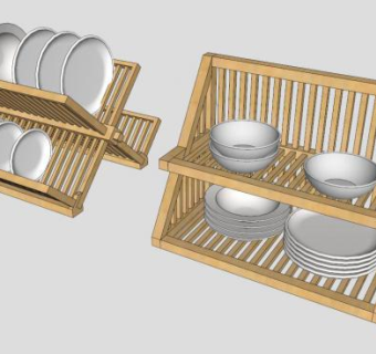 木质餐具架子SU模型下载_sketchup草图大师SKP模型