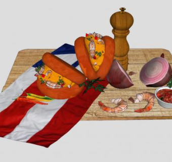 虾仁辣椒汉堡食物SU模型下载_sketchup草图大师SKP模型