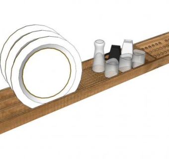 木质碟子架SU模型下载_sketchup草图大师SKP模型