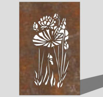 荷花铁锈板耐候钢板SU模型下载_sketchup草图大师SKP模型