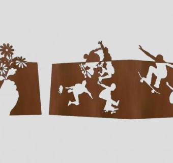 滑板图案铁锈板耐候钢板SU模型下载_sketchup草图大师SKP模型