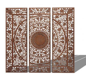 镂雕屏风隔断SU模型下载_sketchup草图大师SKP模型