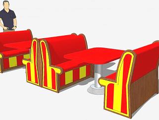 <em>麦当劳</em>餐厅桌椅SU模型下载_sketchup草图大师SKP模型
