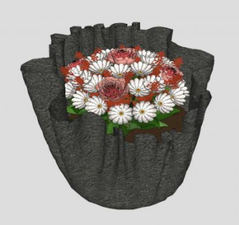 水景石盆庭院小品SU模型下载_sketchup草图大师SKP模型