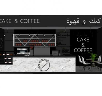 现代咖啡馆咖啡厅门面SU模型下载_sketchup草图大师SKP模型