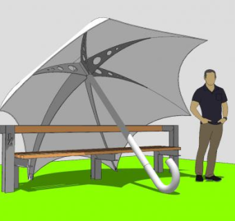 户外凉棚景观座椅SU模型下载_sketchup草图大师SKP模型