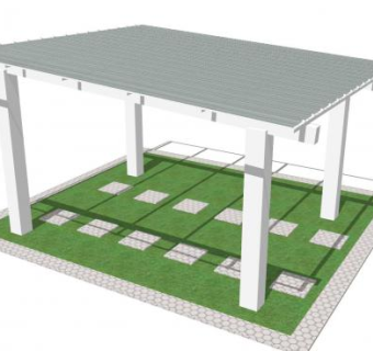 现代玻璃廊架sketchup模型下载_sketchup草图大师SKP模型