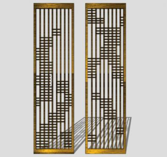 中式铁锈耐候钢板SU模型下载_sketchup草图大师SKP模型
