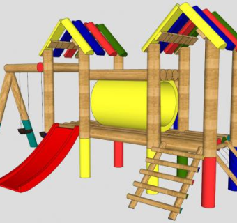 木质儿童游乐设施滑梯sketchup模型下载_sketchup草图大师SKP模型