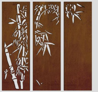 竹子锈板耐候钢板SU模型下载_sketchup草图大师SKP模型