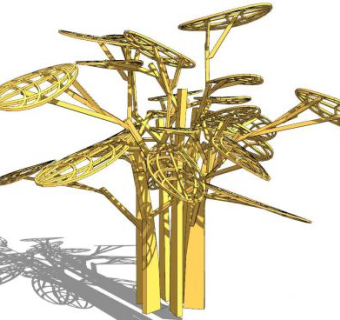 木制莲藕景观雕塑SU模型下载_sketchup草图大师SKP模型