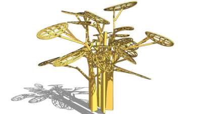 木制莲藕景观雕塑SU模型下载_sketchup草图大师SKP模型