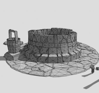 石制乡村水井SU模型下载_sketchup草图大师SKP模型